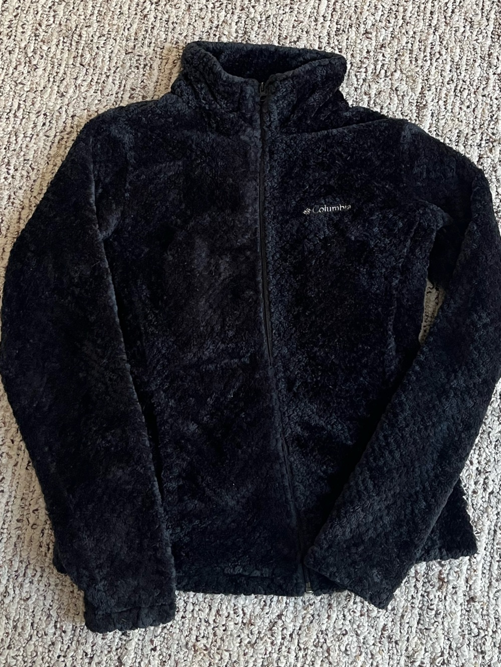 Columbia Black Plush Full-Zip Fleece Jacket Size M